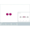 Boucles d'oreilles puces clous rondes pierre rose 4 mm - Eva - argent 925 rhodié