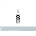 Pendentif argent massif 925 rhodié et imitation onyx