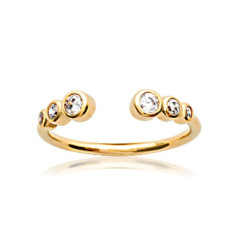 Bague plaqué or 750 5 microns et oxyde de zirconium