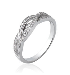 Bague argent massif 925 rhodié et oxyde de zirconium micro serti