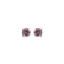 Boucles d'oreilles clous puces femme 4 mm - Marie - argent massif - cristal rose