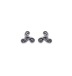 Boucles d'oreilles clous puces croix bretonne Triskell 5 mm - argent massif 925