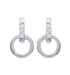 Boucles d'oreilles puces clous rondes 10 mm - Ania - argent 925 rhodié - zircons