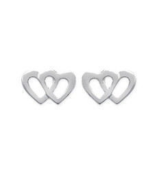Boucles d'oreilles clous puces coeurs 7 mm femme - Anna - argent 925 rhodié