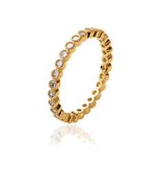 Bague plaqué or 750 5 microns et oxyde de zirconium micro serti