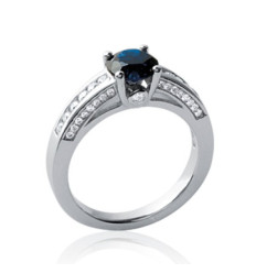 Bague argent massif 925 rhodié et oxyde de zirconium micro serti