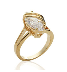 Bague plaqué or 750 5 microns et oxyde de zirconium