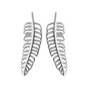 Boucles d'oreilles plumes crochets 35 mm - Anne - argent massif 925 rhodié