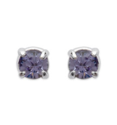 Boucles d'oreilles tige puces clous 2 mm - Rita - argent massif - cristal violet