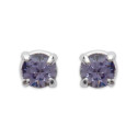 Boucles d'oreilles tige puces clous 2 mm - Rita - argent massif - cristal violet