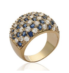 Bague plaqué or 750 5 microns oxyde de zirconium et pierre de synthèse