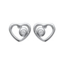 Boucles d'oreilles enfant puces coeur 6 mm - Elea - argent rhodié - zirconium