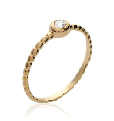 Bague plaqué or 750 5 microns et oxyde de zirconium