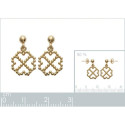 Boucles d'oreilles trèfles pendantes femme Plaqué Or 750 jaune 16mm x 10mm