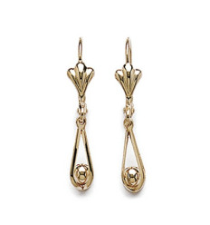 Boucles d'oreilles pendantes crochets dormeuses 32 mm plaqué or 750