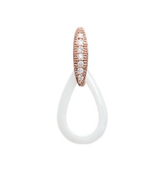 Pendentif plaqué or 750 3 microns rose oxyde de zirconium et céramique