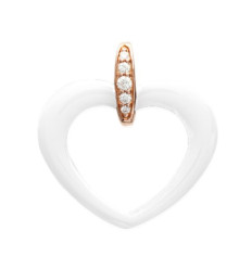 Pendentif plaqué or 750 3 microns rose oxyde de zirconium et céramique