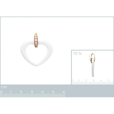 Pendentif plaqué or 750 3 microns rose oxyde de zirconium et céramique