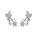 Boucles d'oreilles puces fée étoile 14 mm - Sana - argent 925 rhodié - zircons