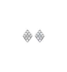 Boucles d'oreilles puces 5 mm losanges - Luce - argent 925 rhodié - zirconium