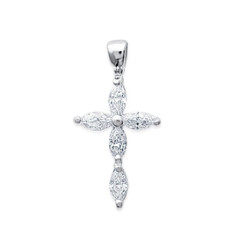 Pendentif argent massif 925 rhodié et oxyde de zirconium