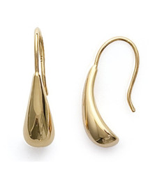 Boucles d'oreilles gouttes 22 mm crochets plaqué or 750 3 microns