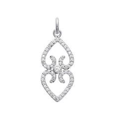 Pendentif argent massif 925 rhodié et oxyde de zirconium