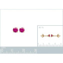 Boucles d'oreilles puces rondes 4 mm Plaqué Or 750 Pierre rouge de synthèse