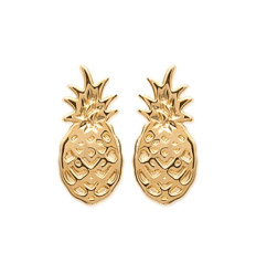 Boucles d'oreilles ananas puces 11 mm plaqué or 750 3 microns