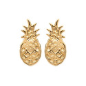 Boucles d'oreilles ananas puces 11 mm plaqué or 750 3 microns
