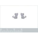 Boucles d'oreilles puces 8 mm petit chat enfant fille - Marion - argent 925