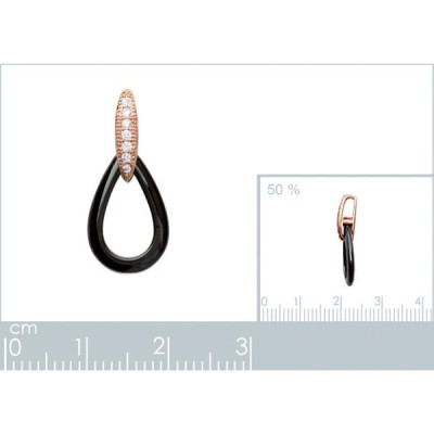 Pendentif plaqué or 750 3 microns rose oxyde de zirconium et céramique