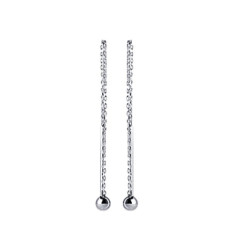 Boucles fil chaîne d'oreille boules pendantes 65 mm - Amelie - argent 925 rhodié