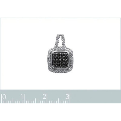 Pendentif argent massif 925 rhodié et oxyde de zirconium