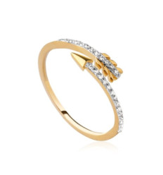 Bague plaqué or 750 5 microns bicolore et oxyde de zirconium