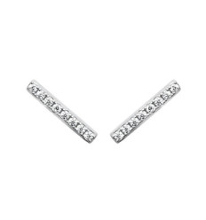 Boucles d'oreilles puces barres 12 mm - Audrey - argent 925 rhodié - zirconium