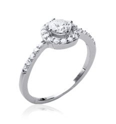 Bague argent massif 925 rhodié et oxyde de zirconium micro serti