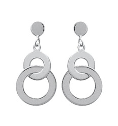 Boucles d'oreilles pendantes doubles cercles 23 mm - Astrid - argent massif 925