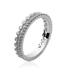 Bague argent massif 925 rhodié et oxyde de zirconium micro serti