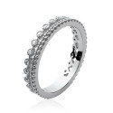 Bague argent massif 925 rhodié et oxyde de zirconium micro serti