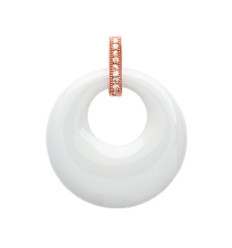 Pendentif plaqué or 750 3 microns rose oxyde de zirconium et céramique