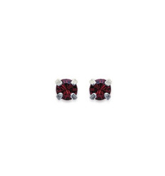 Boucles d'oreilles clous puces femme 4 mm - Anna - argent massif - cristal rouge
