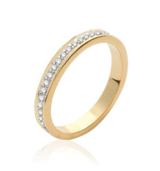 Bague plaqué or 750 5 microns bicolore et oxyde de zirconium