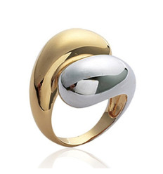 Bague plaqué or 750 3 microns bicolore