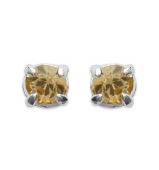 Boucles d'oreilles tige puces clous 2 mm - Clara - argent massif - cristal jaune