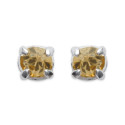 Boucles d'oreilles tige puces clous 2 mm - Clara - argent massif - cristal jaune