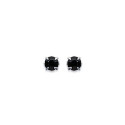 Boucles d'oreilles tige puces clous 3 mm - Nour - argent massif - cristal noir