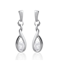 Boucles d'oreilles pendantes clous 19 mm - Bianca - argent 925 rhodié - zircons