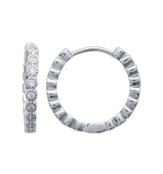 Créoles argent 925 rhodié et oxyde de zirconium micro serti