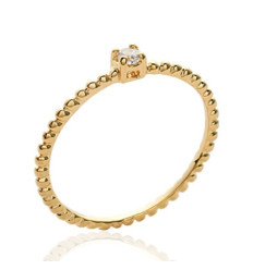 Bague plaqué or 750 5 microns et oxyde de zirconium